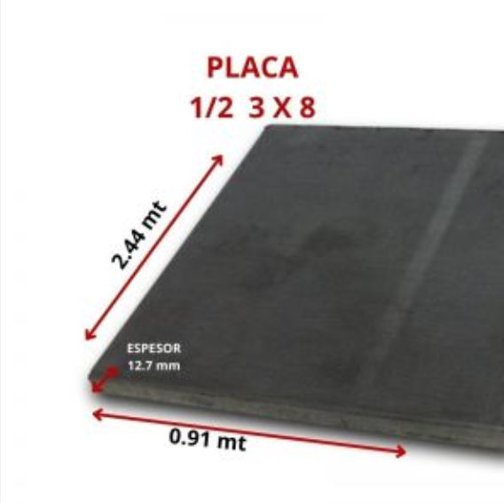 PLACA 1 2 3 X 8 12 7MM 0 91 X 2 44 MT Macro Aceros